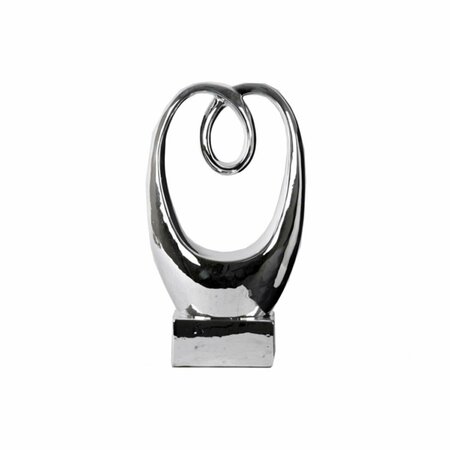 URBAN TRENDS COLLECTION Ceramic Base Small Polished Chrome Silver Abstract Sculpture, 7.25 x 4.00 x 12.50 in., 2PK 12639